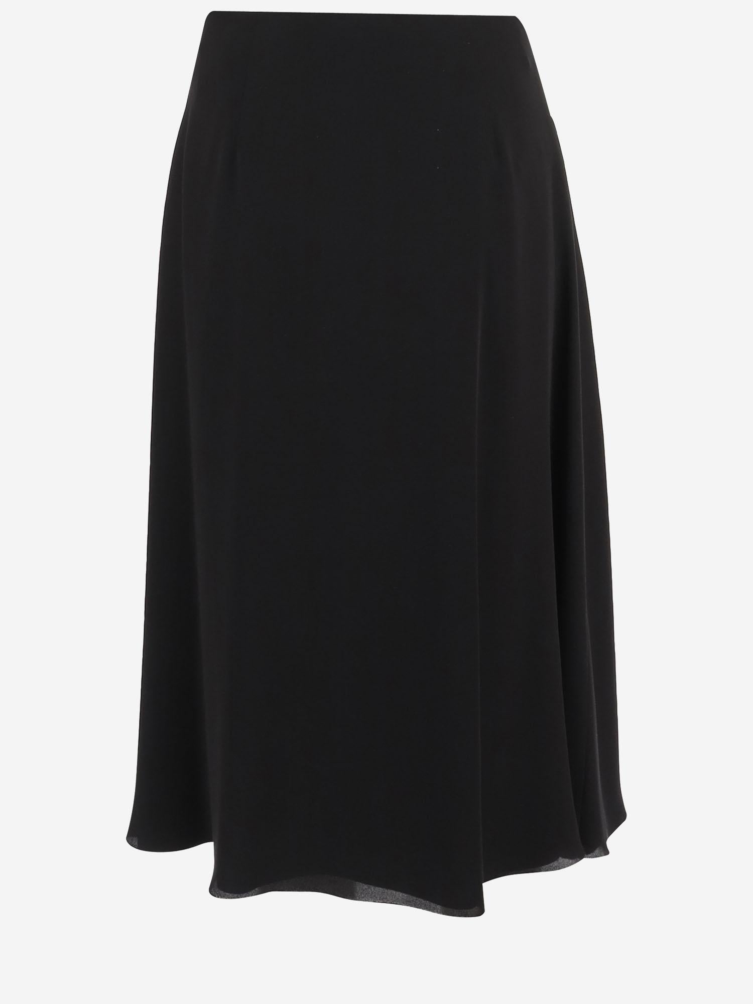 Silk Midi with Front Slit Skirt — Black