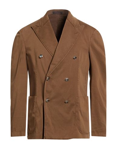 Man Blazer Brown Size 40 Cotton, Silk, Elastane