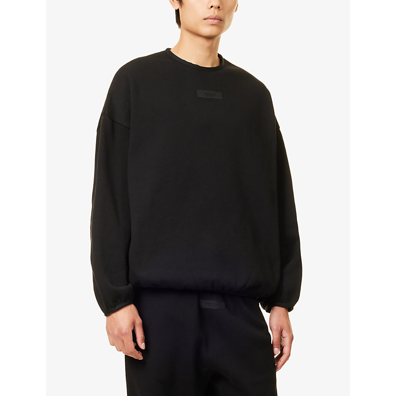 Mens Black Essentials Brand-patch Cotton-blend Sweatshirt S