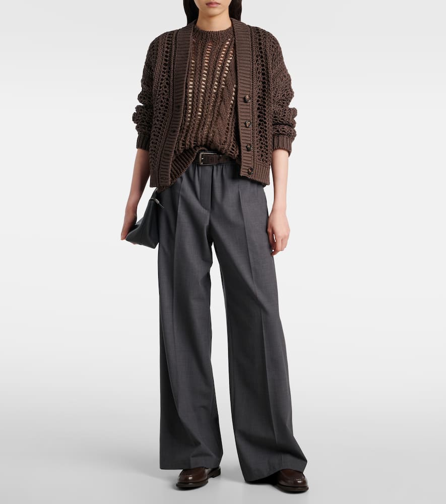 Wool-blend wide-leg jeans