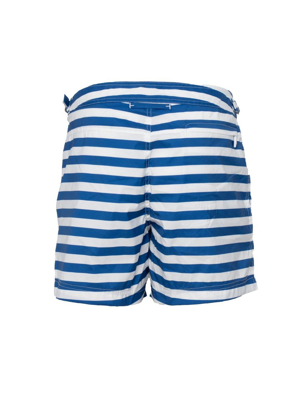 Striped Polyester Swim Shorts — Blue