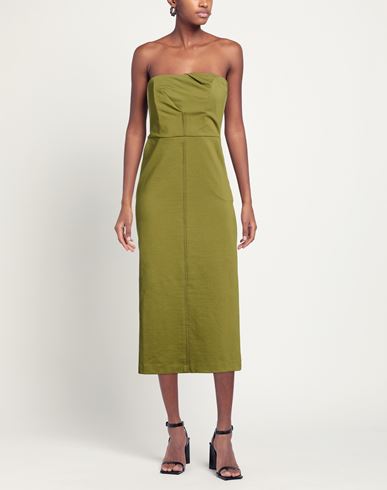 Woman Midi dress Green Size L Viscose, Polyamide, Elastane
