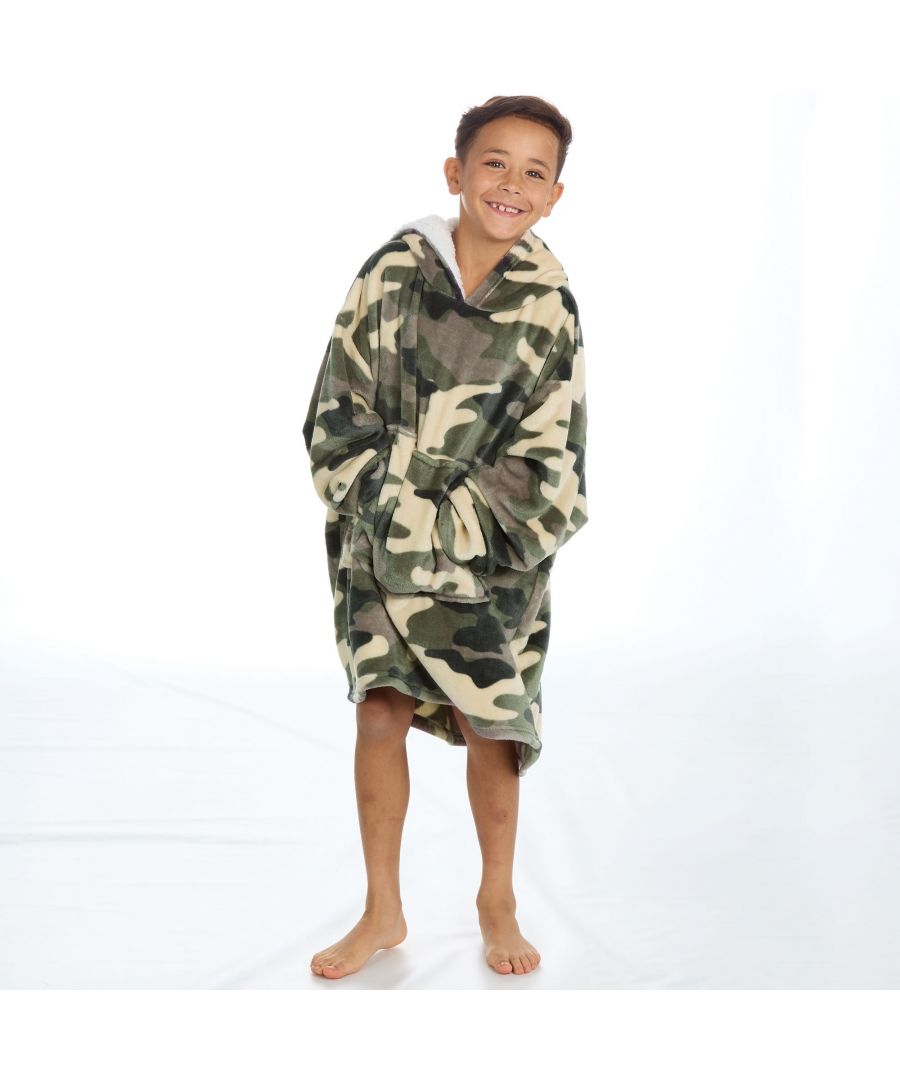 Wynsors Childrens Unisex Huggable Hoodie Pull On camoflauge Green - Camouflage - One