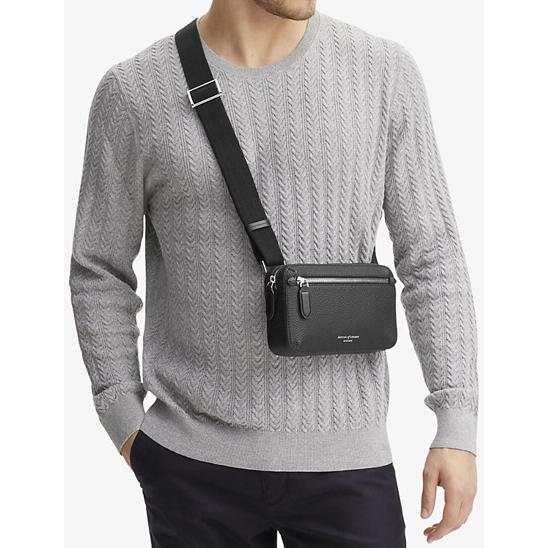 Mens Reporter East West Grained-Leather Messenger Bag