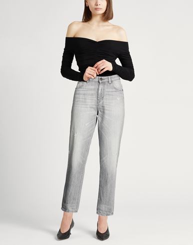 Woman Jeans Grey Size 26 Cotton, Elastane
