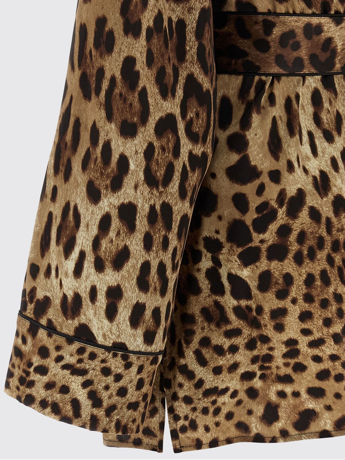 Leopard-print satin pajama shirt - Brown