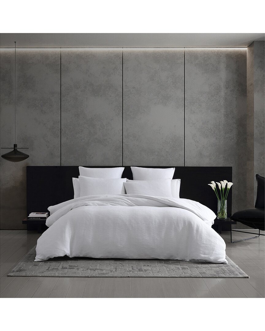 Solid Textured Pleats Jacquard Duvet Cover Set