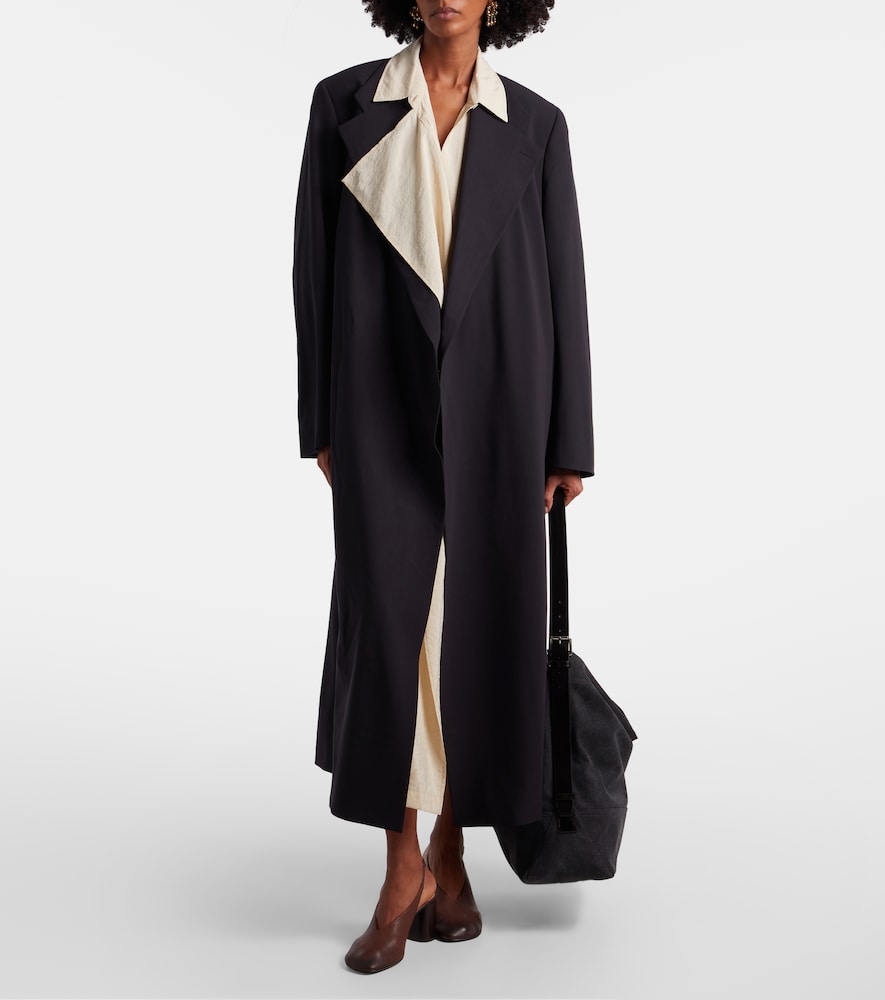 Wool crêpe wrap coat