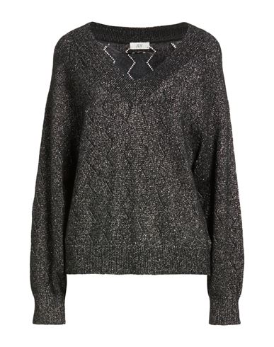 Woman Sweater Black Size M Recycled polyester, Synthetic fibers, Acrylic, Metal fiber, Elastane