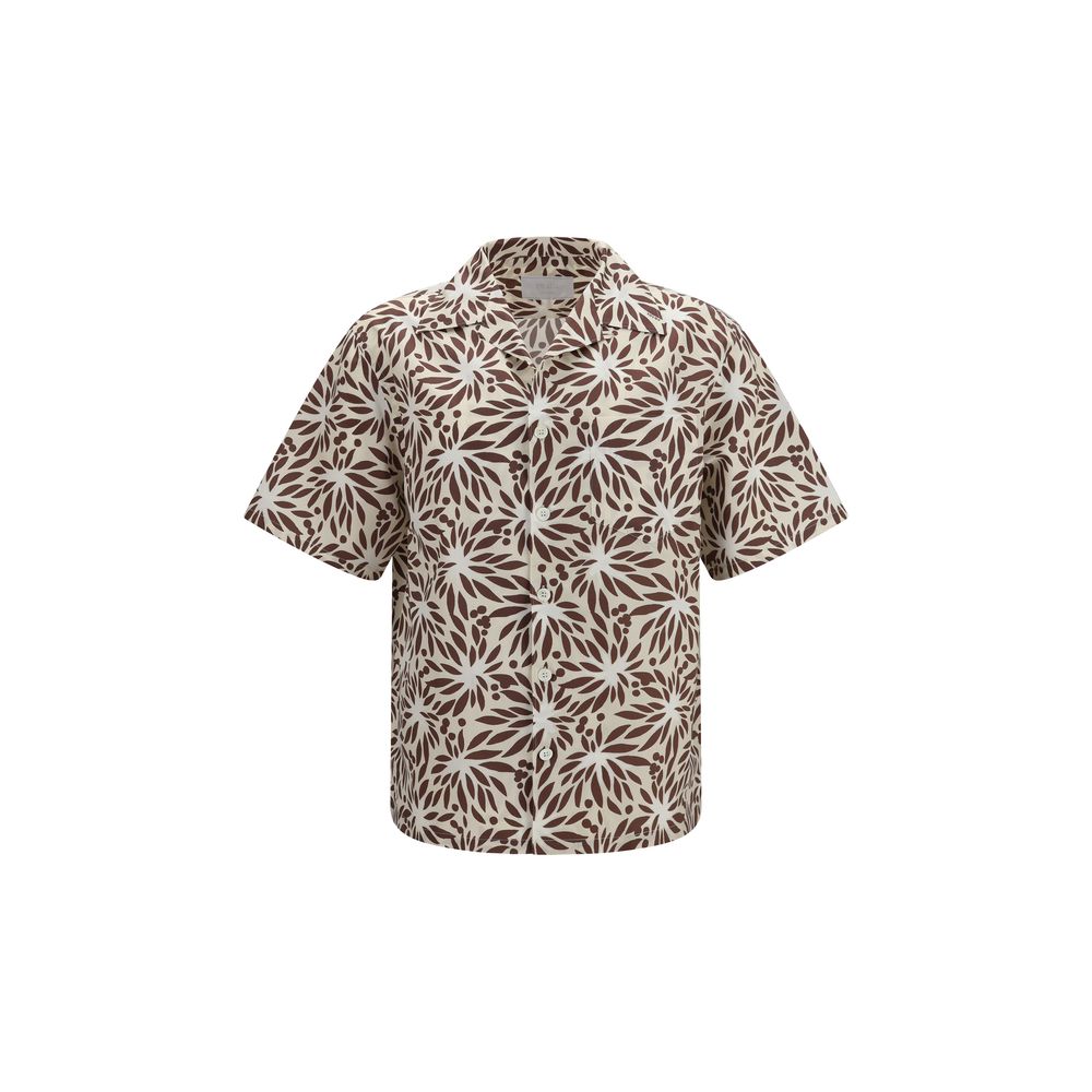 Floral Print Cotton Shirt — Brown