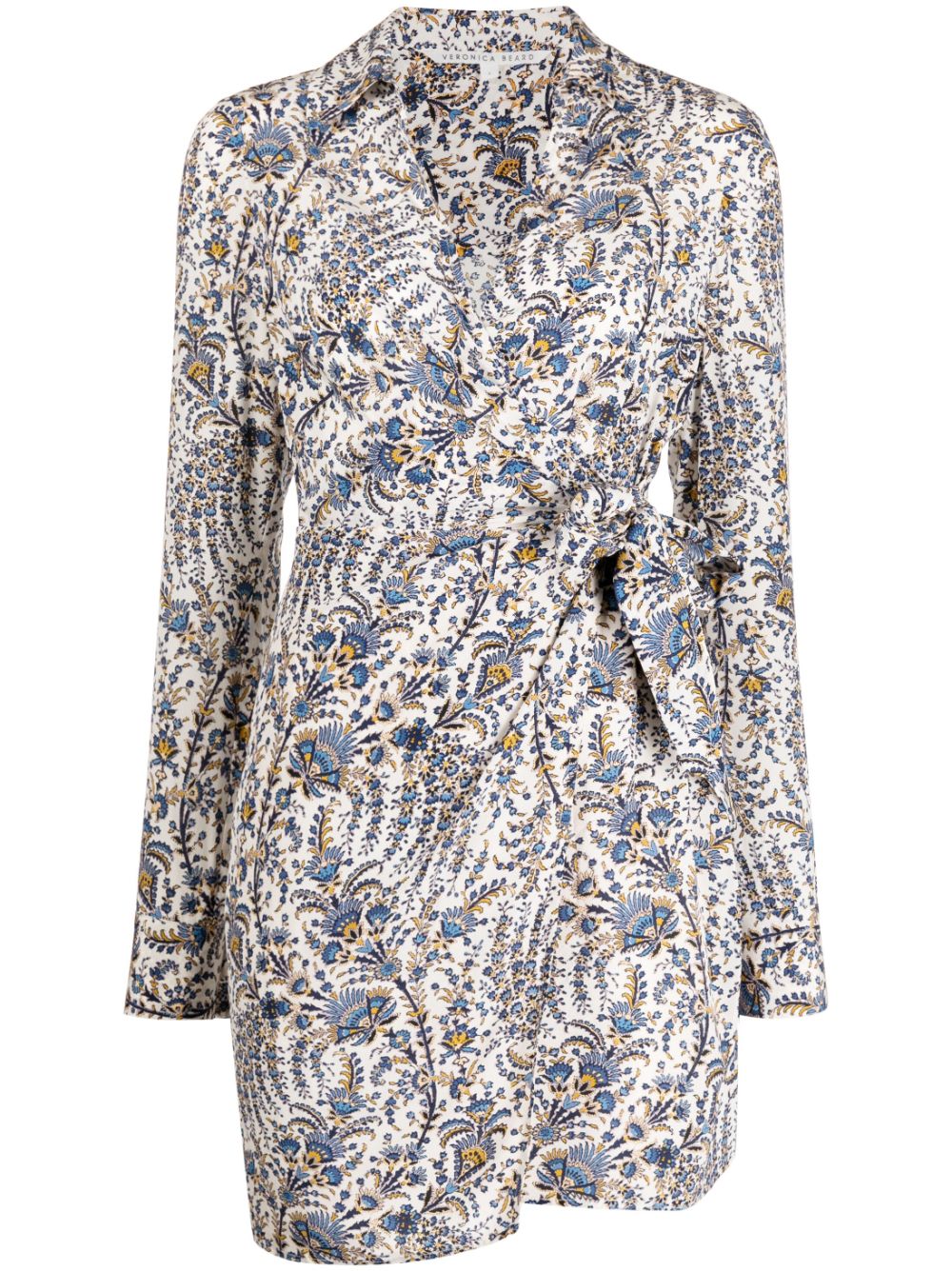 Abstract-pattern print wrap dress - Multicolour