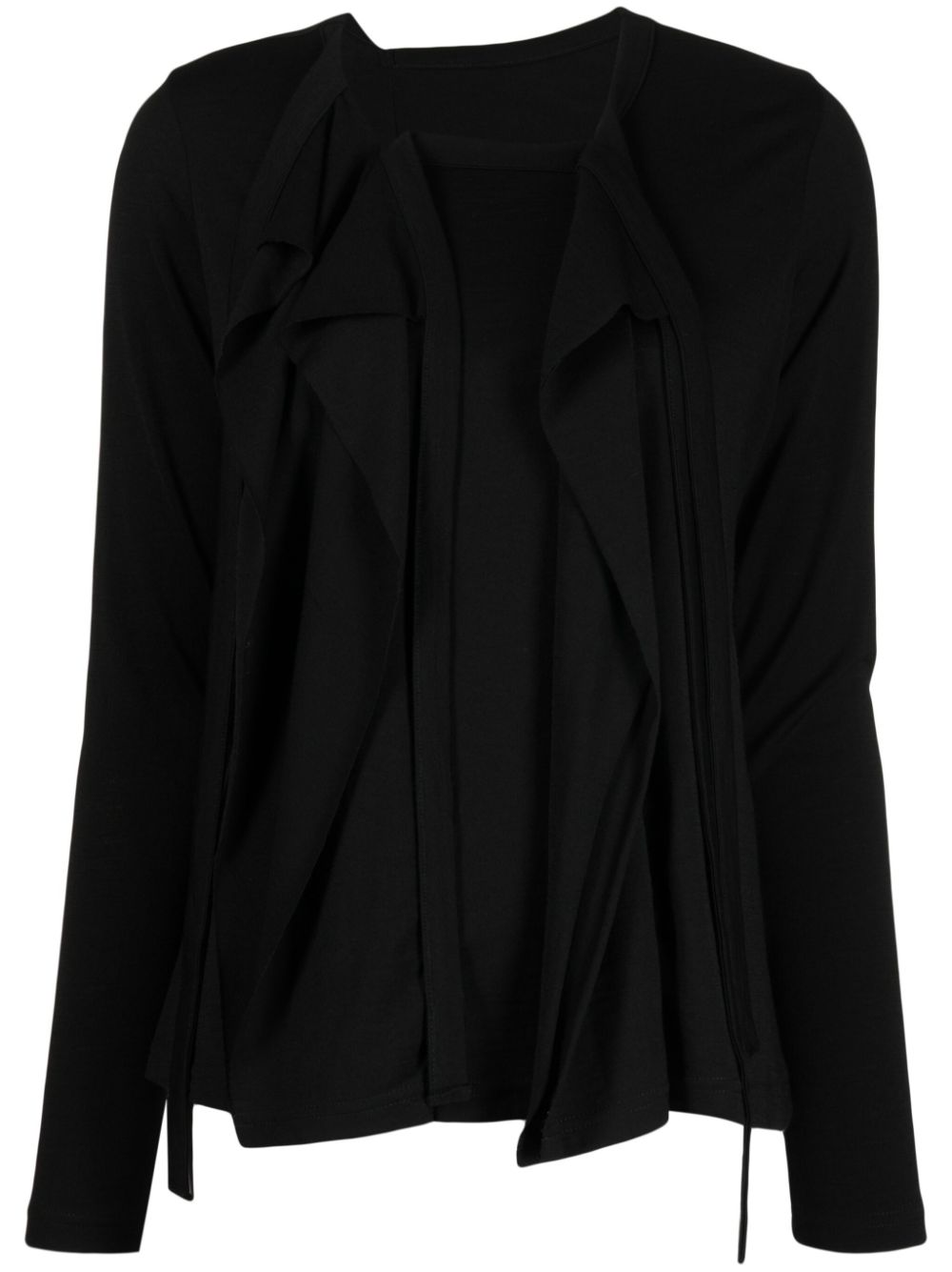 Draped-effect wool top - Black