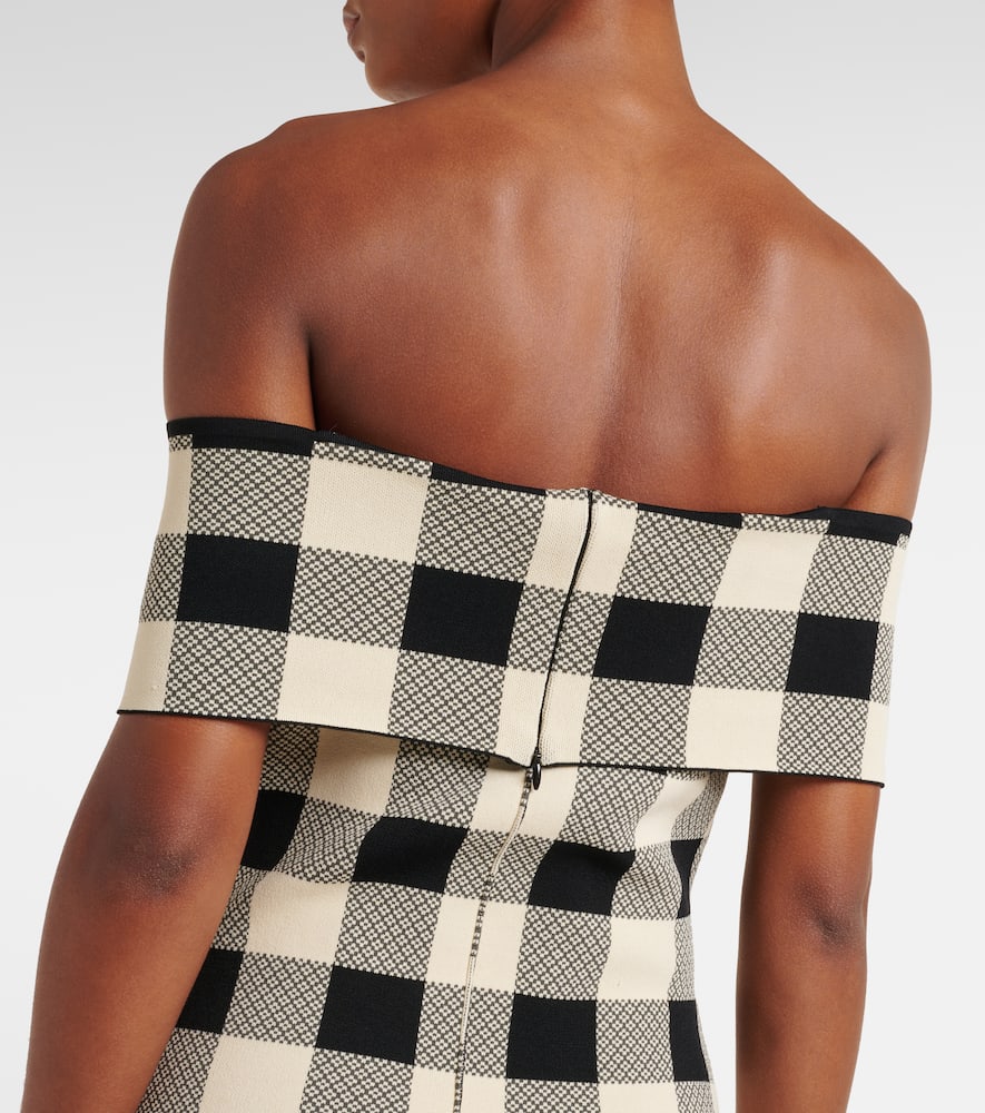 Pippa checked off-shoulder top