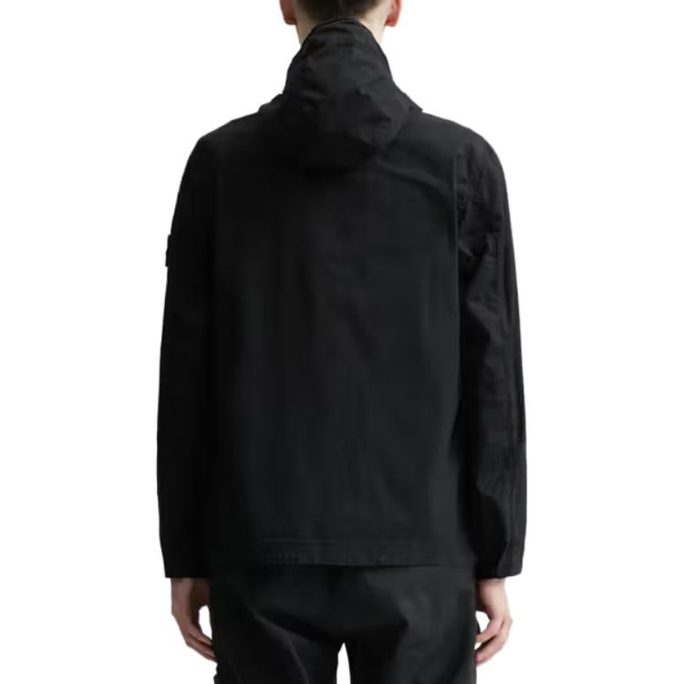 Supima Cotton Twill Stretch Hooded Jacket 'Black'