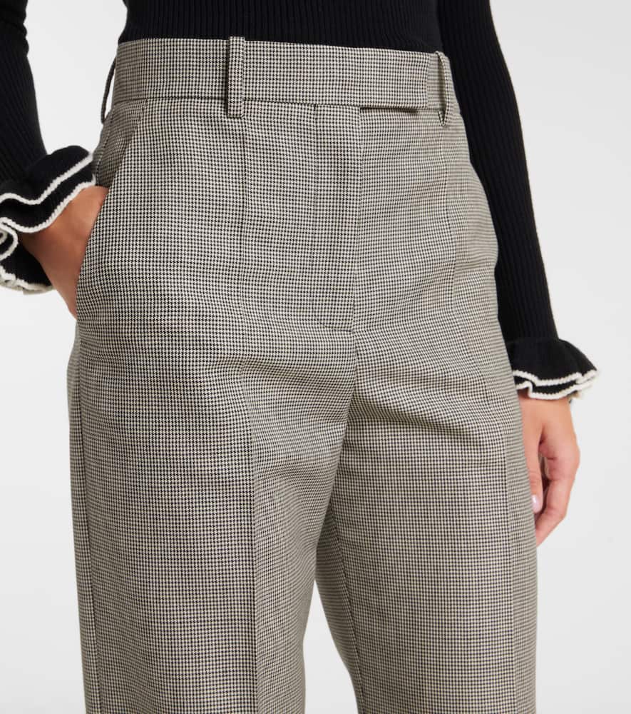 Checked wool and mohair wide-leg pants