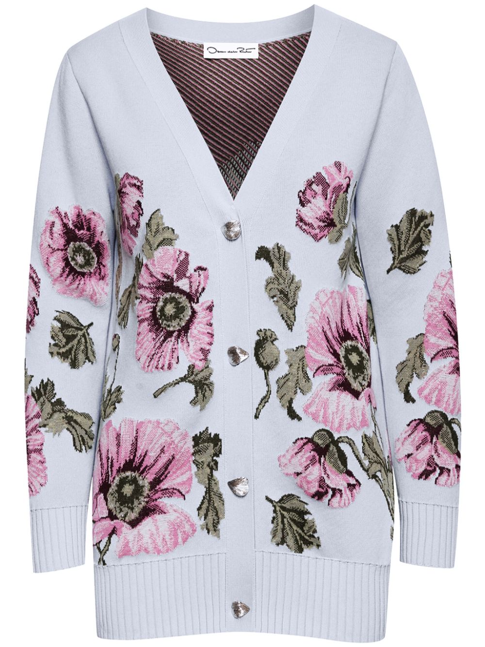 Floral jacquard cardigan - Blue