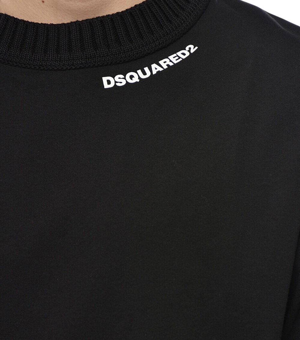 Drawstring-hem T-shirt - Black