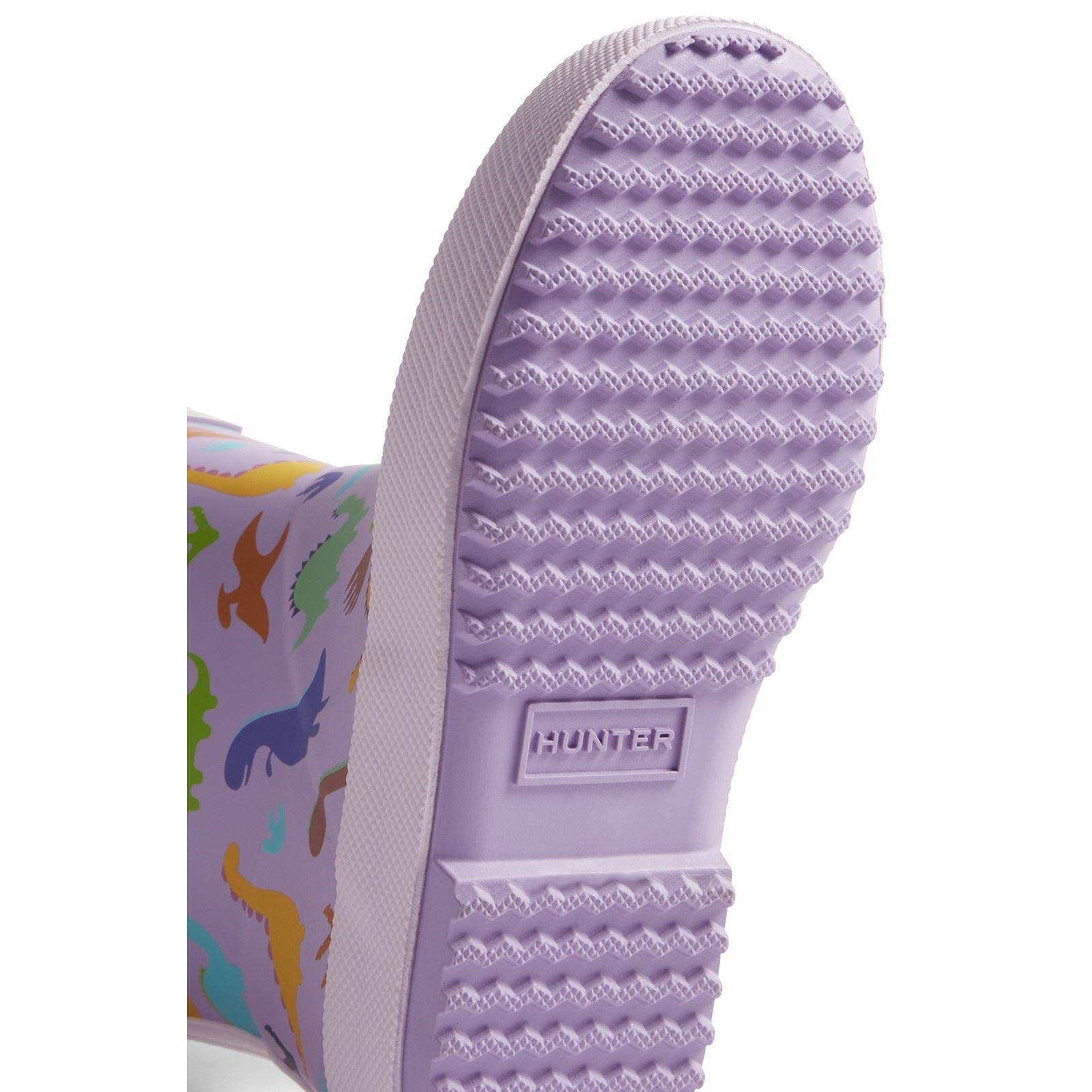 Hunter Kids Dinosaur Boot Rubber Purple Dinosaur Wellington Boot