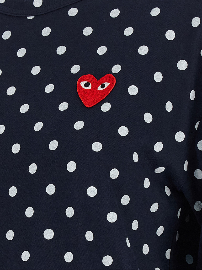 Blue Polka Dot Crew Neck T-Shirt