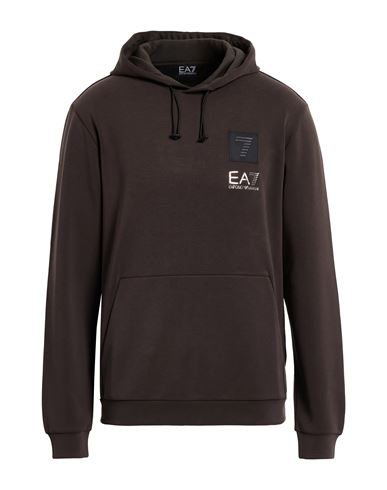 Man Sweatshirt Dark brown Size S Modal, Polyester, Elastane