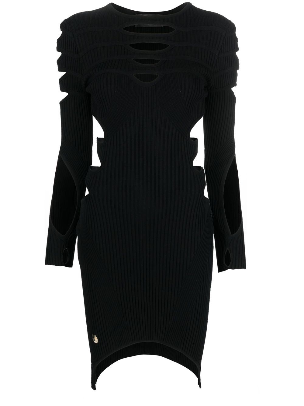 Cut out-detail knitted mini dress - Black