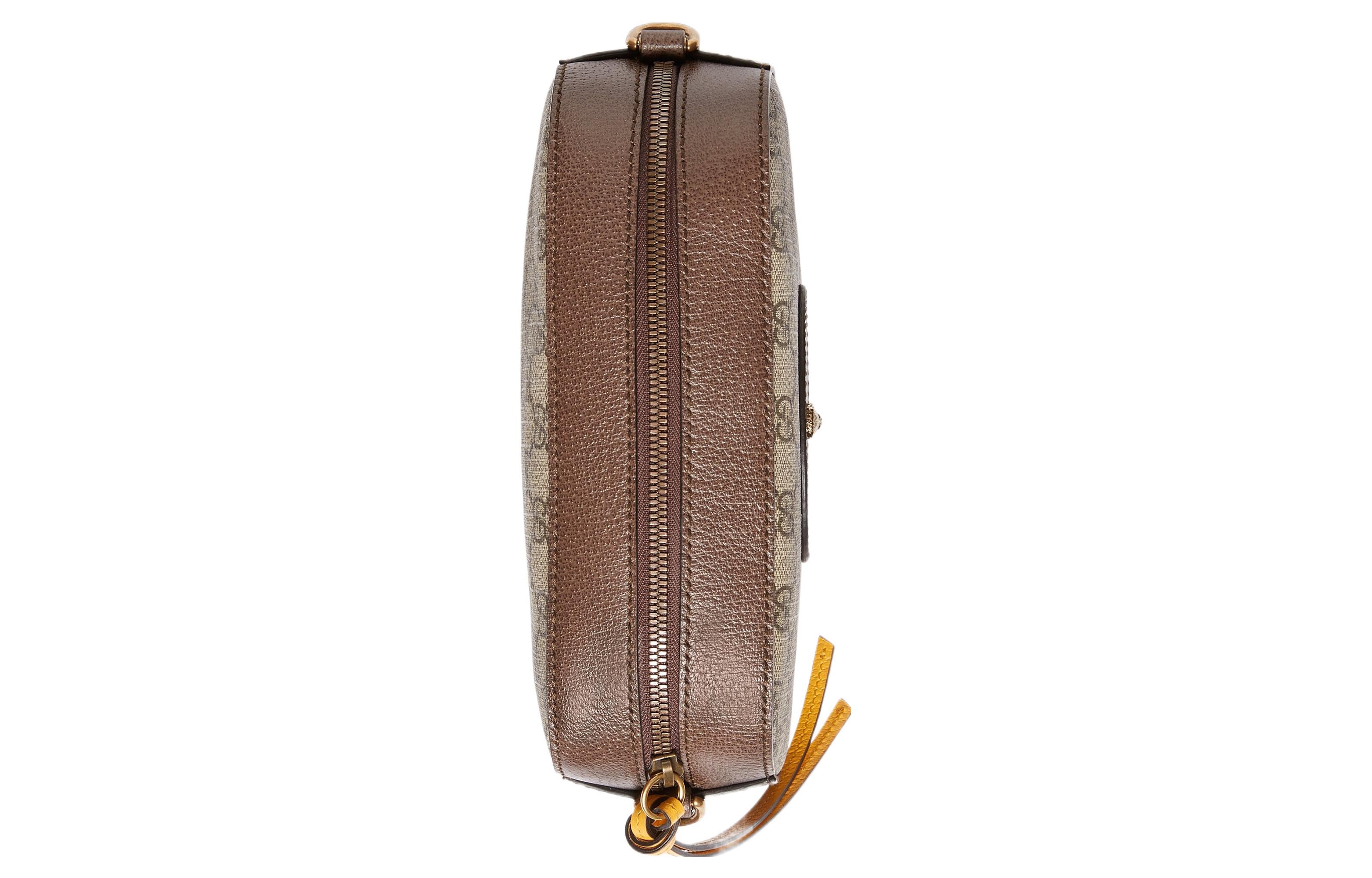 Neo Vintage Metallic Tiger Head Logo Stripe Messenger Bag 'Brown Yellow'