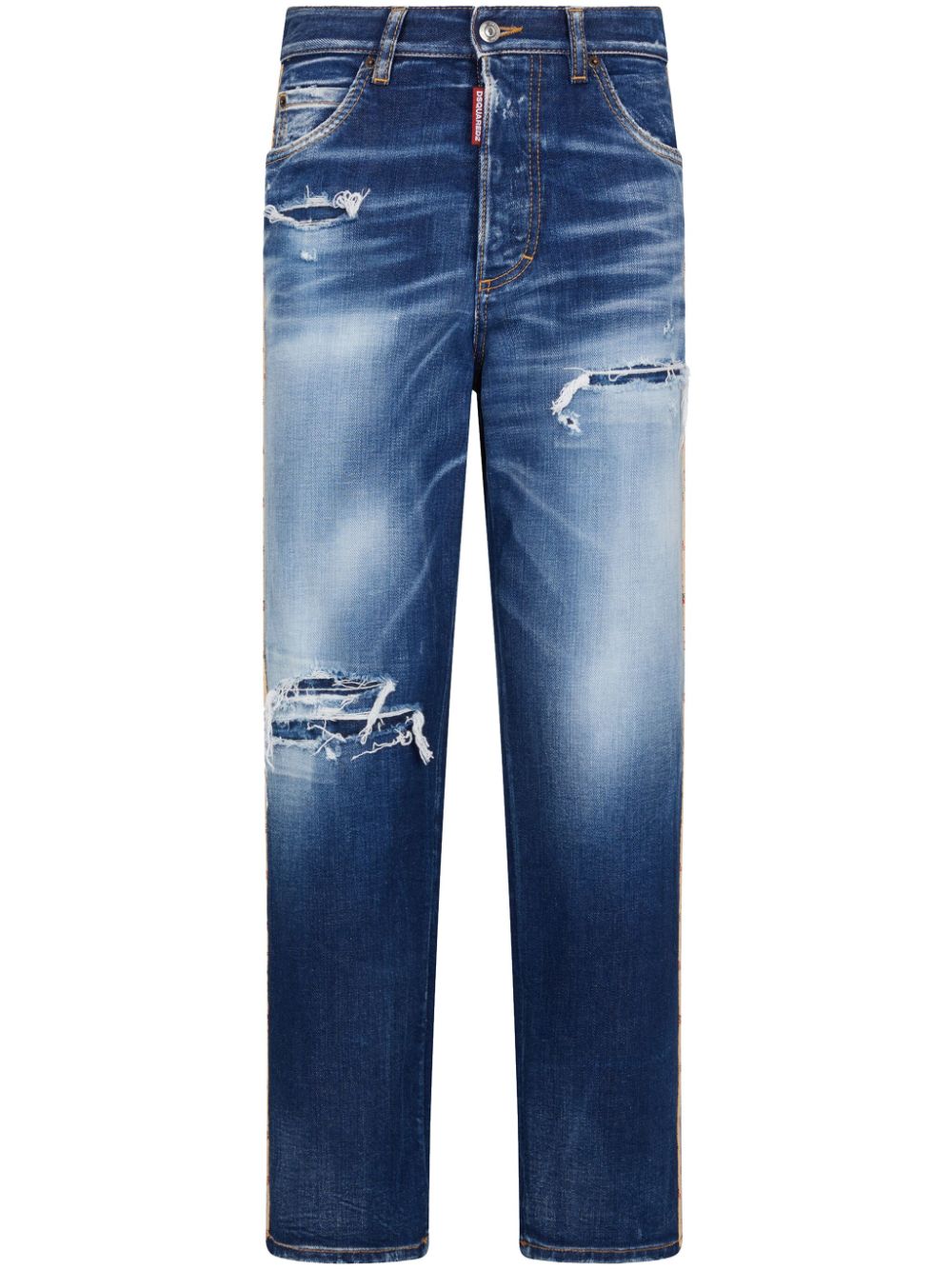 Lace-up distressed jeans - Blue