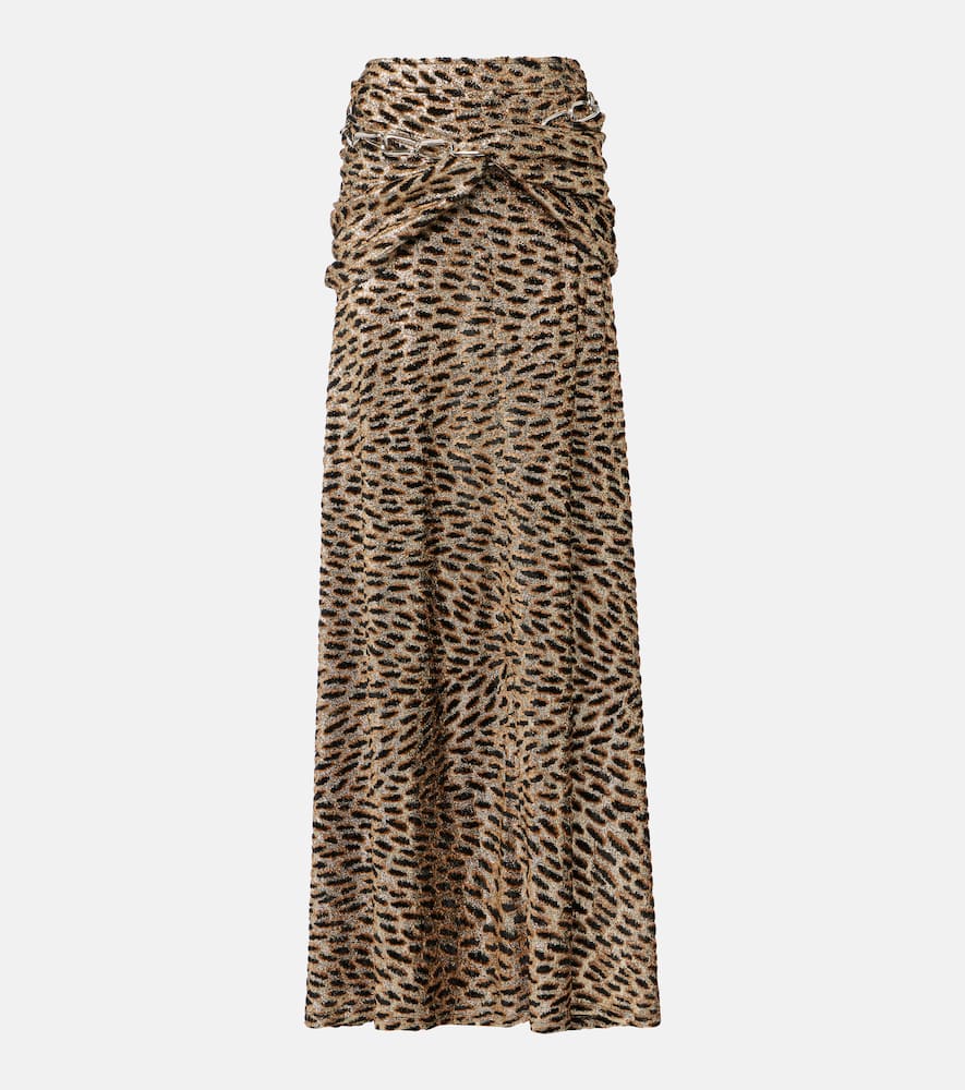 Tiger gathered lamé maxi skirt