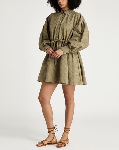 Woman Mini dress Military green Size 4 Cotton, Elastane