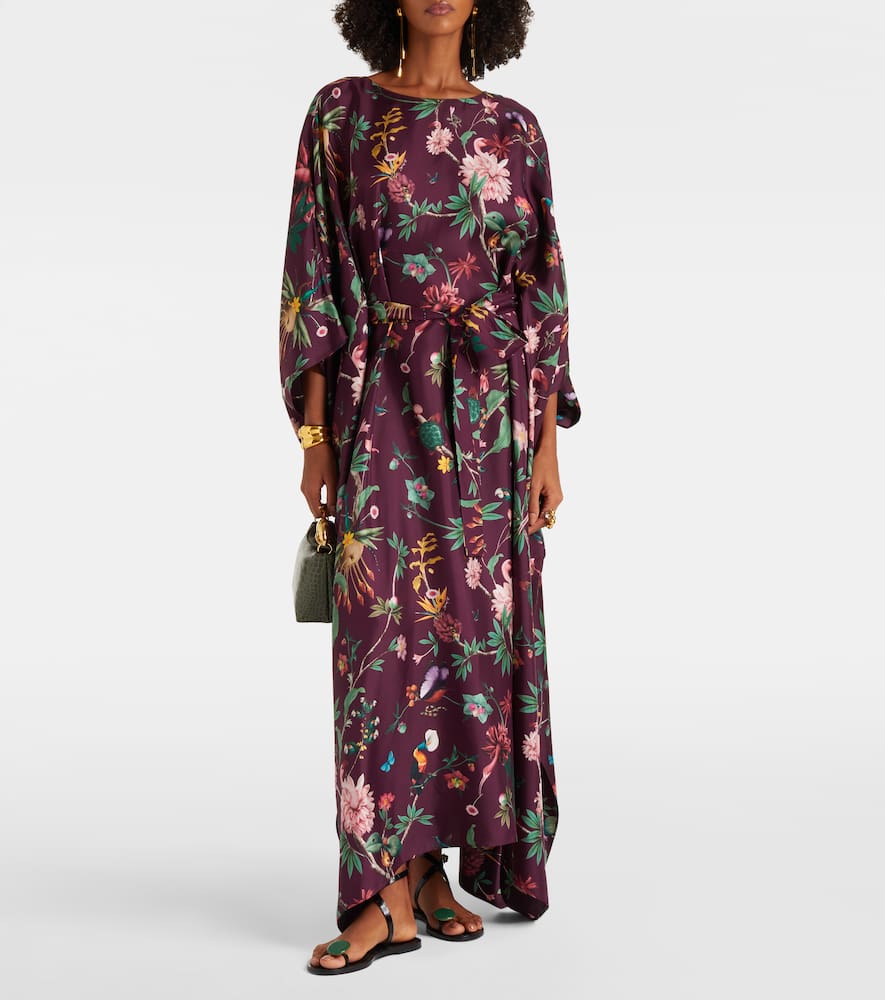 Square floral silk kaftan