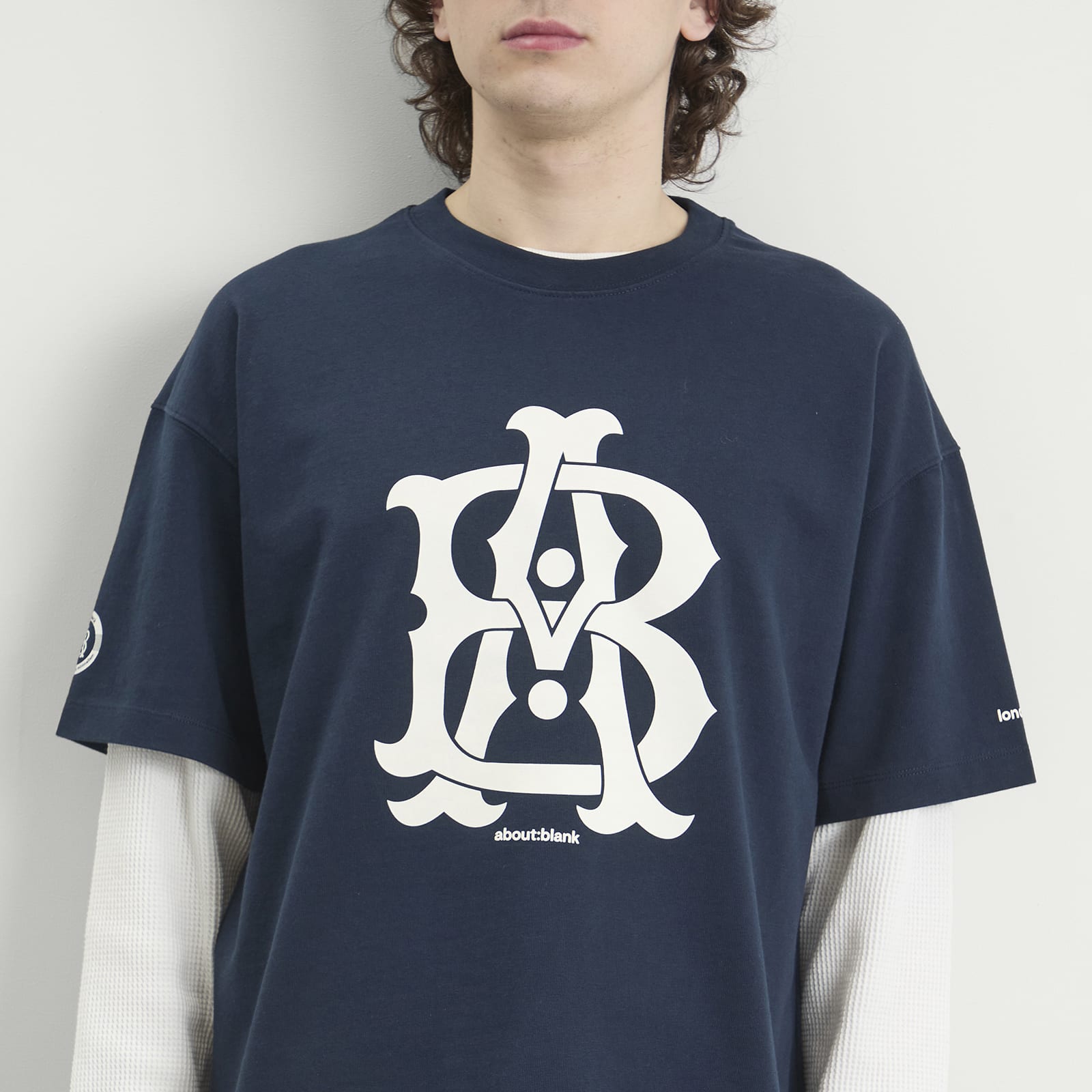 Men's Varsity T-Shirt in Navy/Ecru