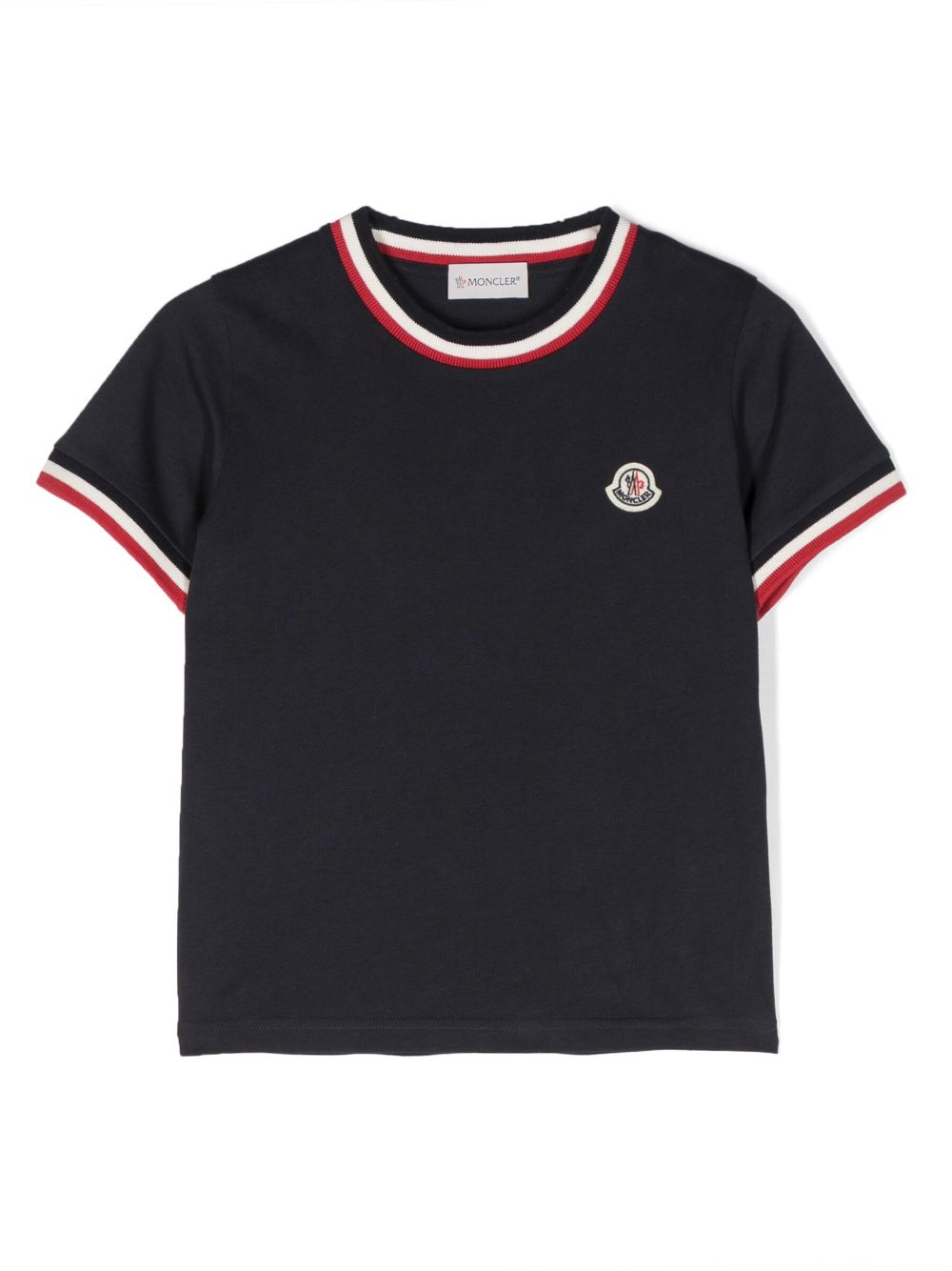 Stripe-trim cotton T-shirt - Blue