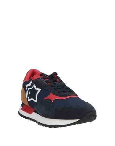 Man Sneakers Navy Size 10 Leather, Textile fibers