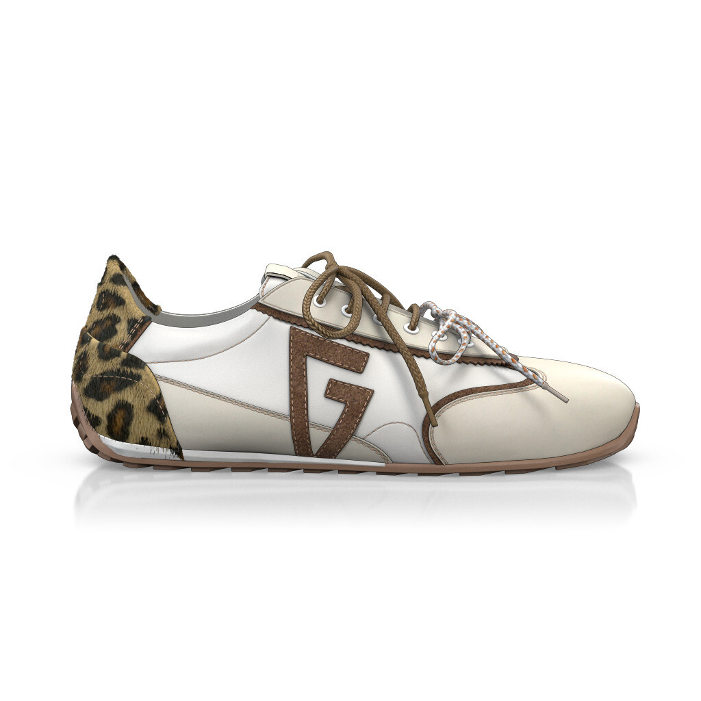 Baskets rétro running Femme Faites main en Italie en Cuir Blanc - Sur Mesure, Petit, Lacets - GIROTTI