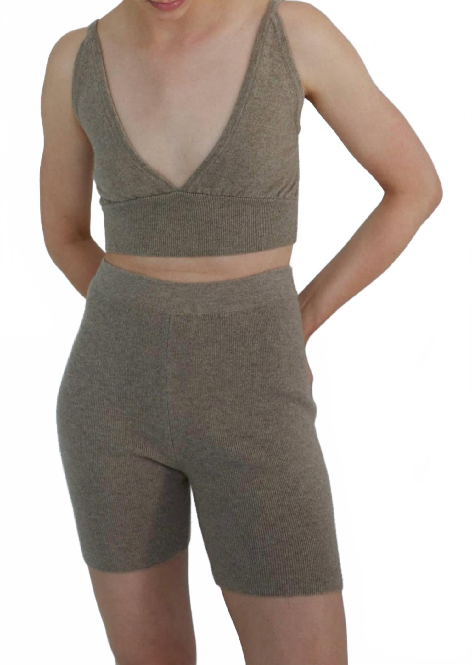 Cashmere Brooke Biker Shorts In Tan