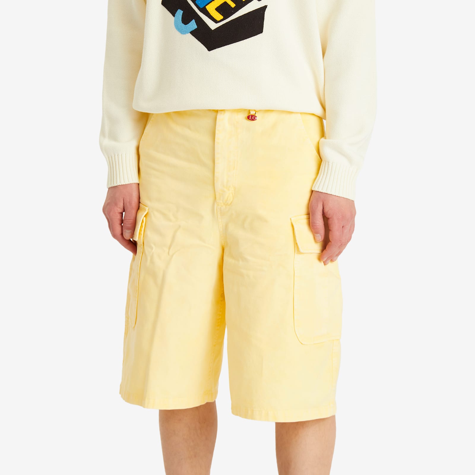 Late Checkout Men's Faded Cargo Shorts in Yellow
