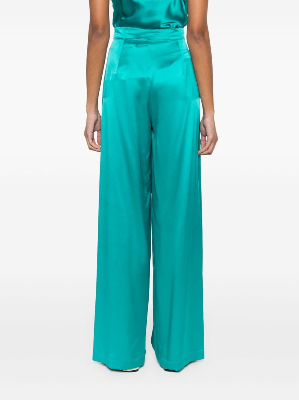 Max Mara Pianoforte Satin Wide Leg Silk Trousers