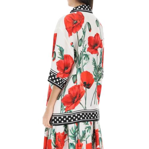 Floral-print silk shirt - White