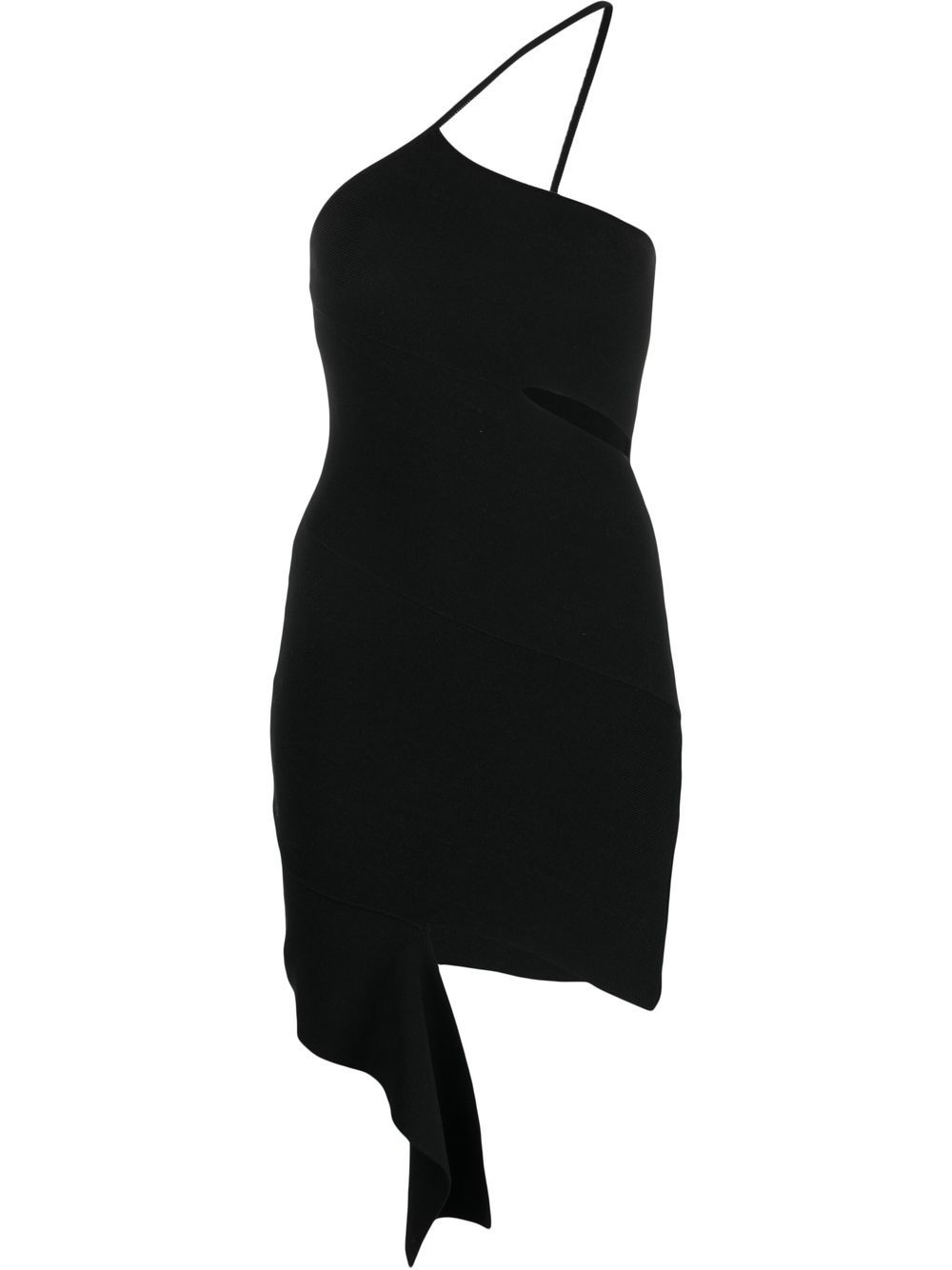 Asymmetric bodycon mini dress - Black