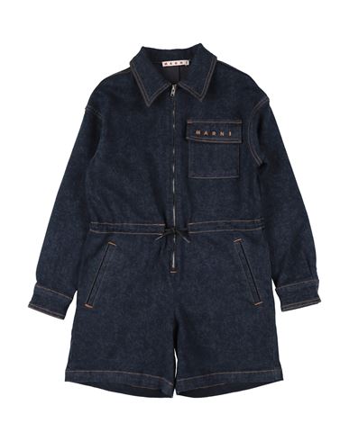 Kid Girl Playsuit Blue Size 14 Cotton, Elastomultiester, Elastane