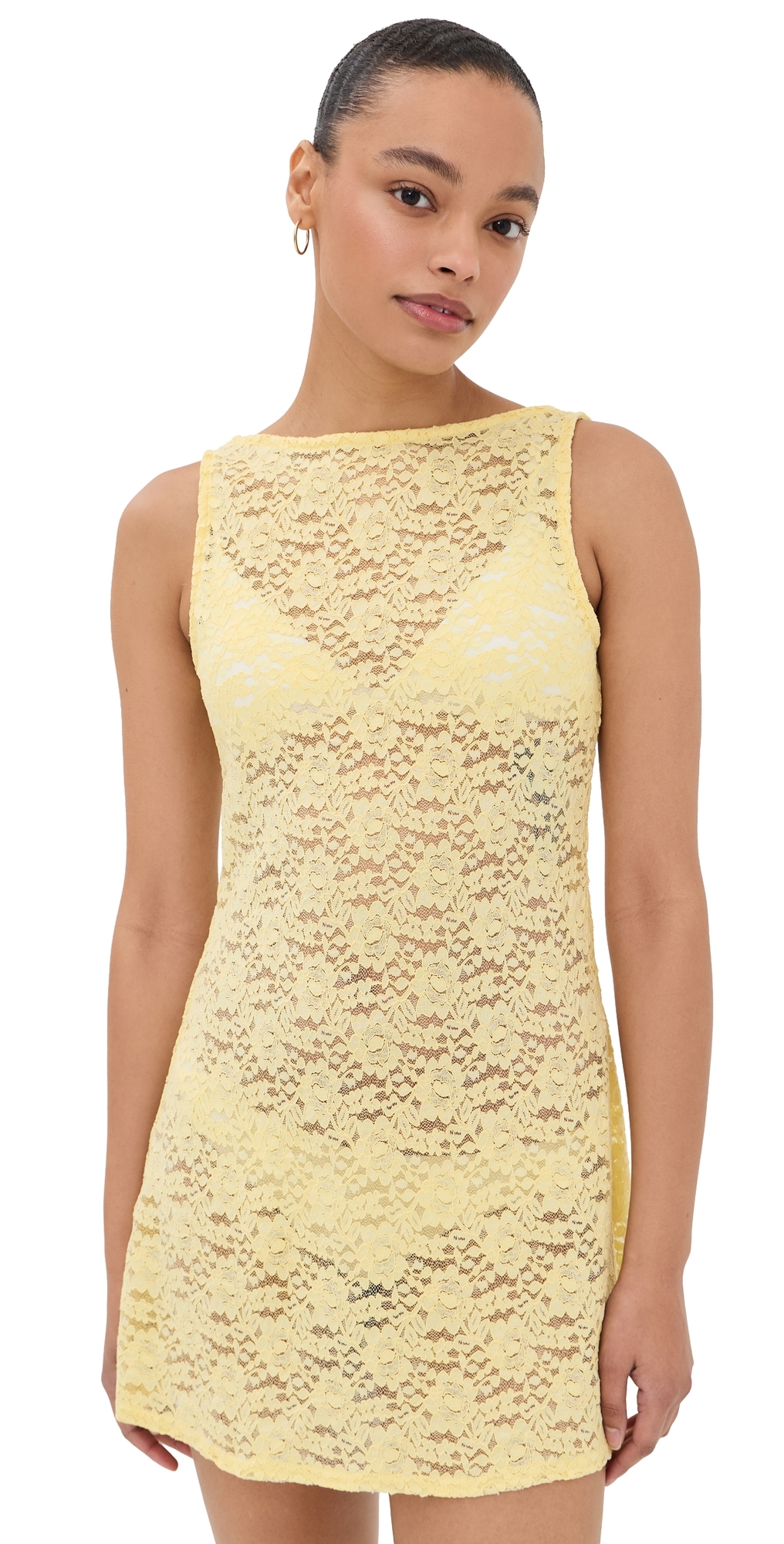 Harper Lace Mini Dress Yellow