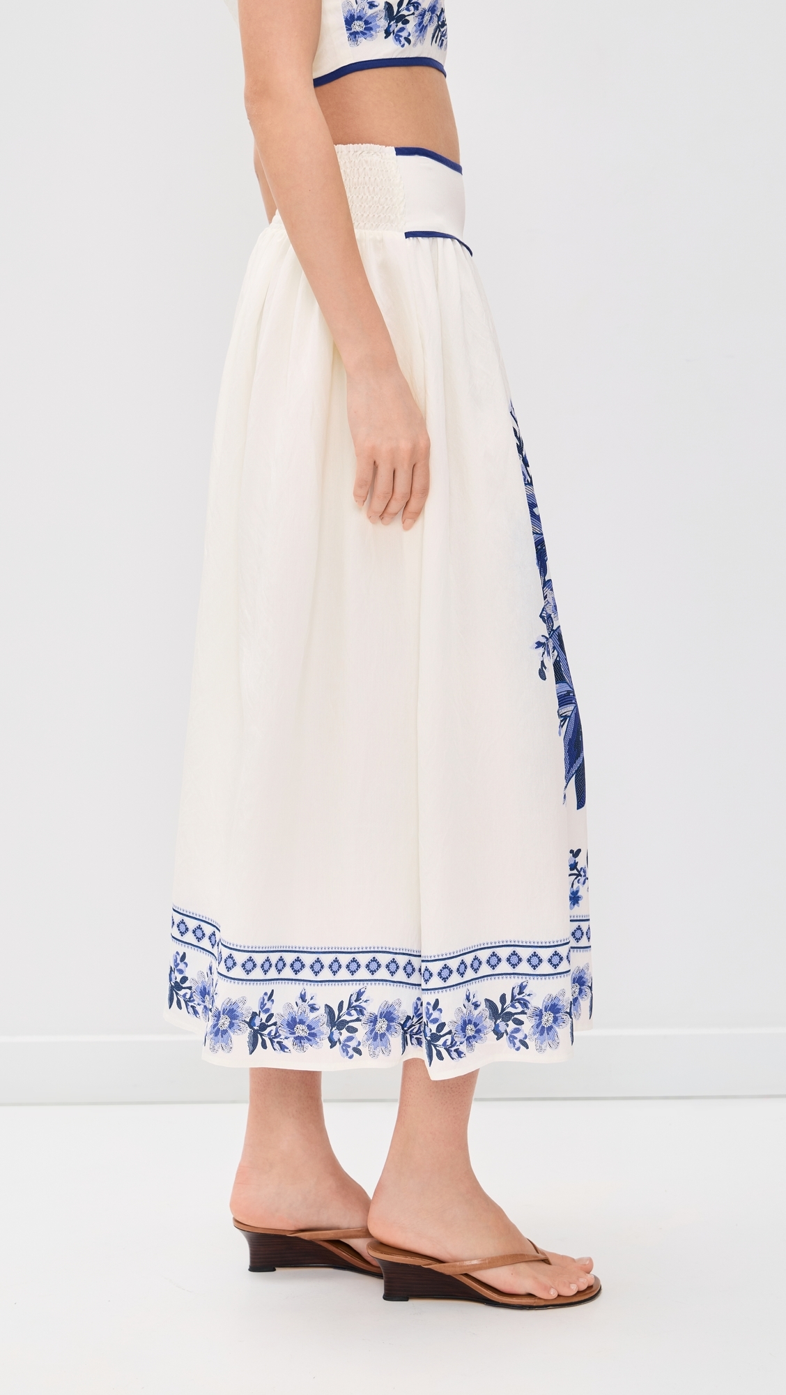 Floral Midi Skirt Off White Multi