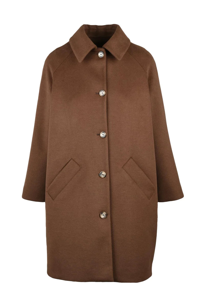 Warm Brown Raglan Sleeve Coat