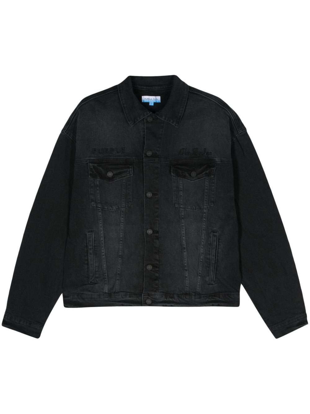 Graphic-panel denim jacket - Black