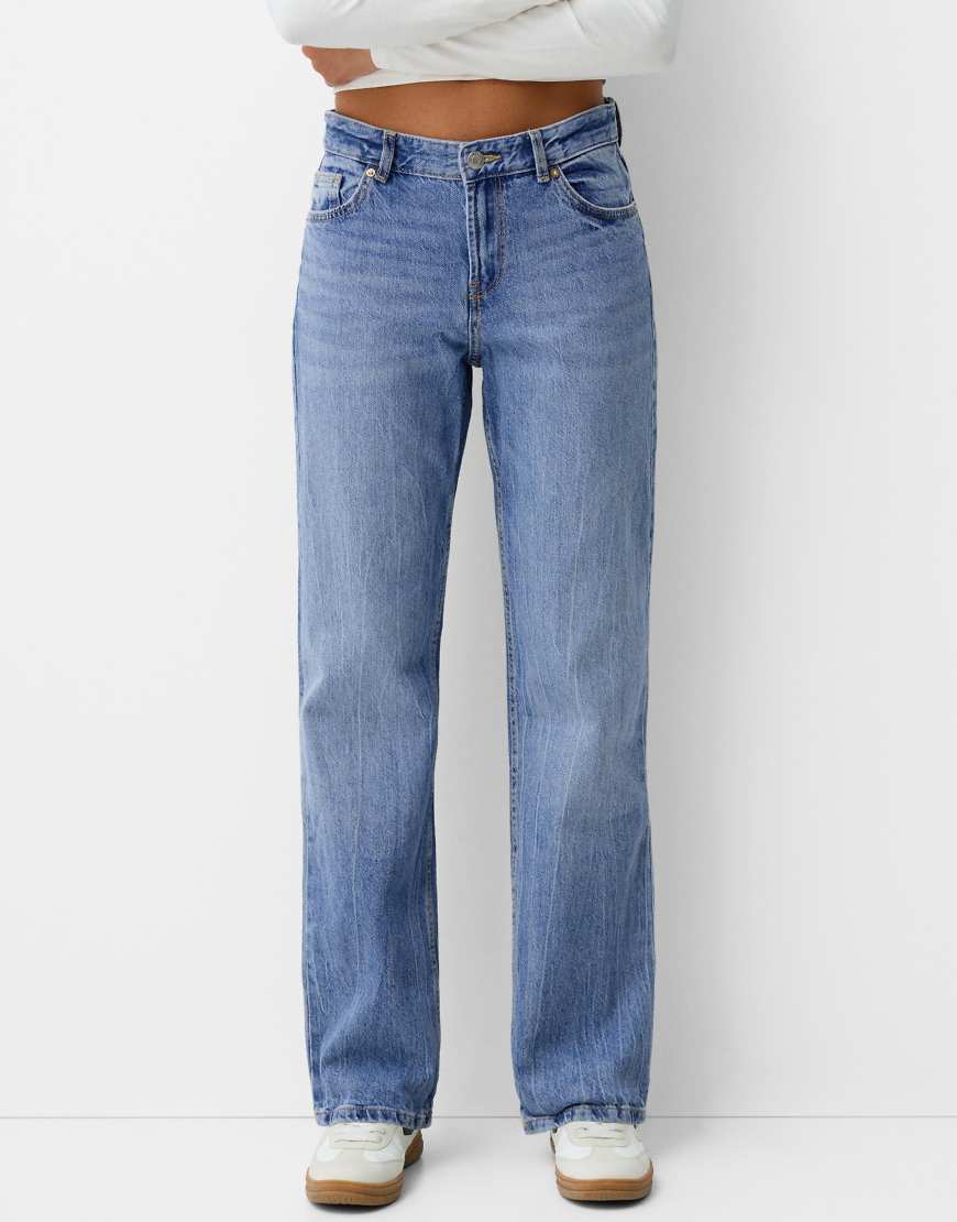 Straight fit jeans in mid blue
