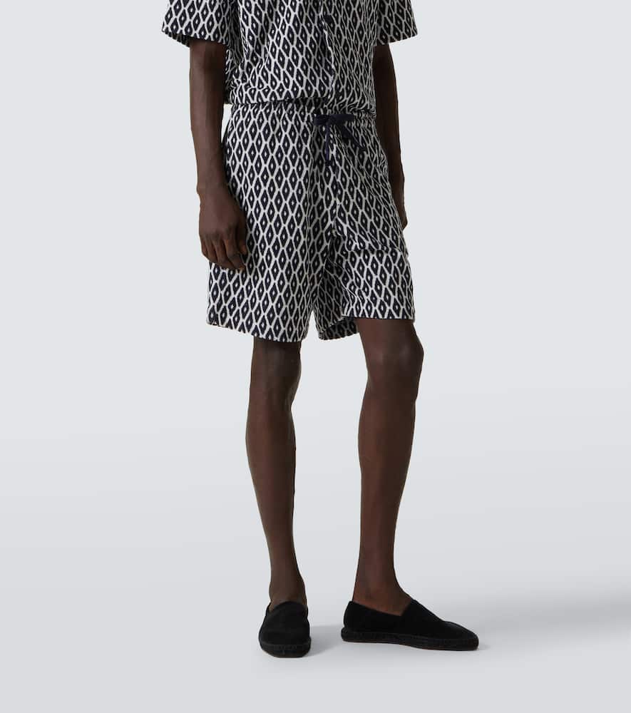 Printed cotton-blend terry shorts