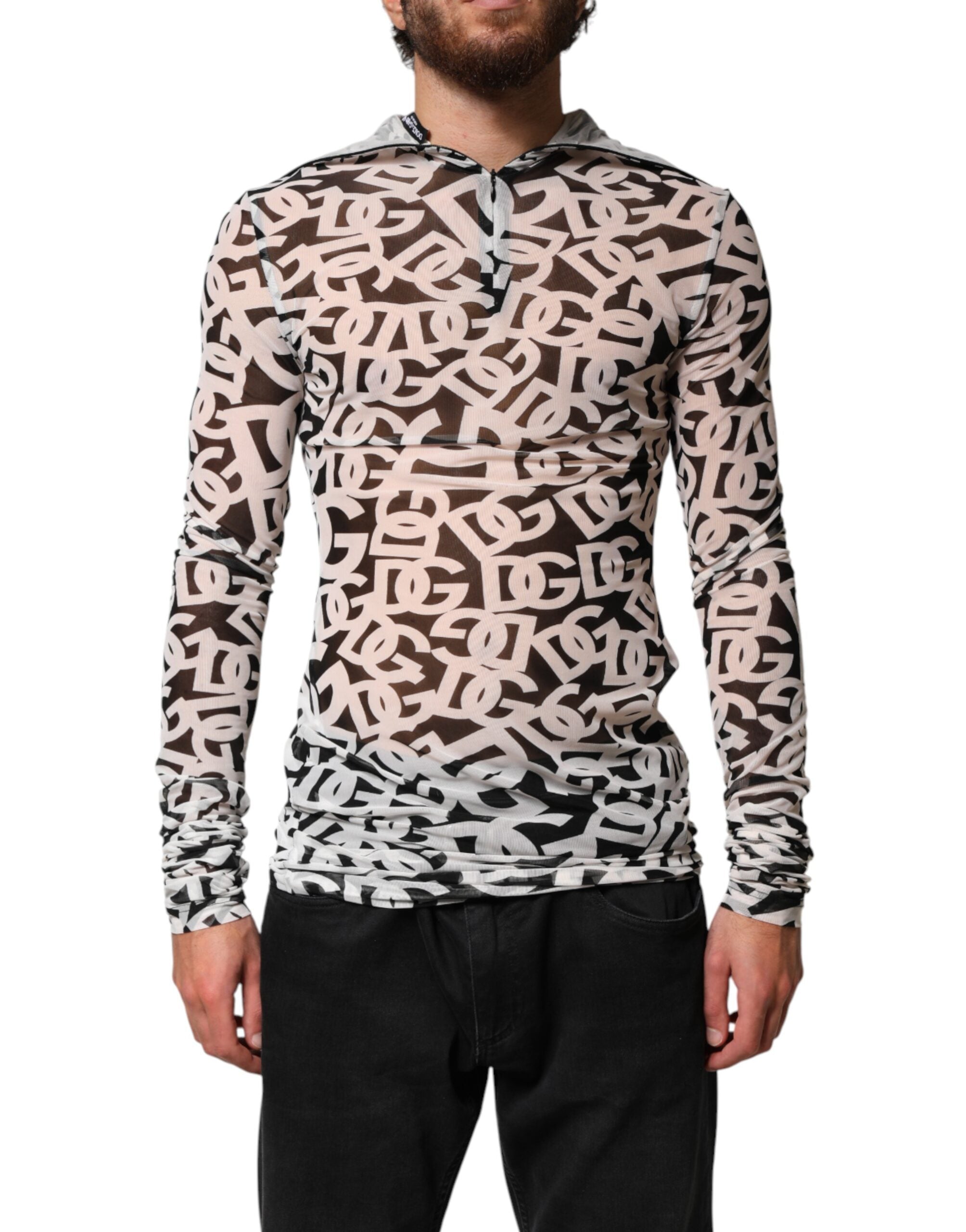 Logo-Jacquard Mock Turtleneck Shirt — Multicolor