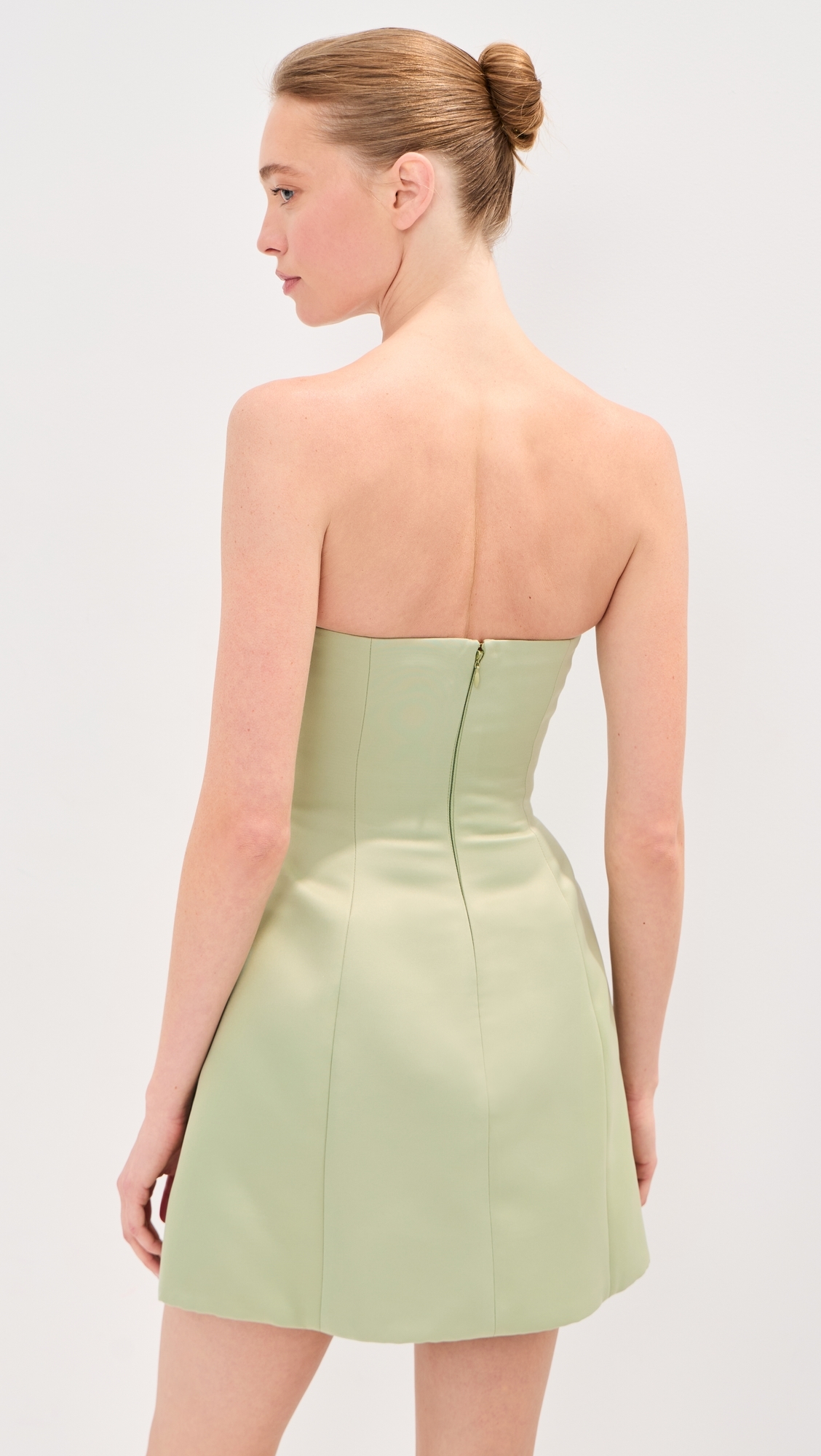 Roselle Bustier Mini Dress Tulip Print in Green