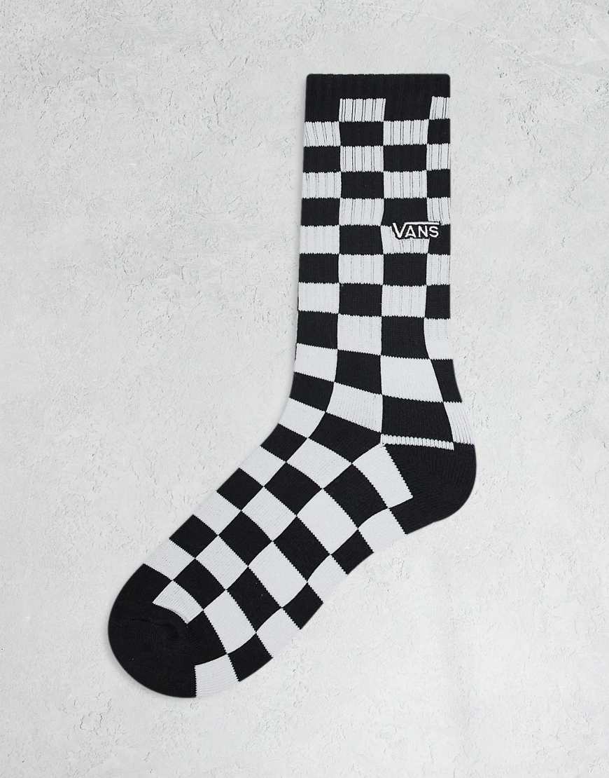 Checkerboard crew socks in black/white