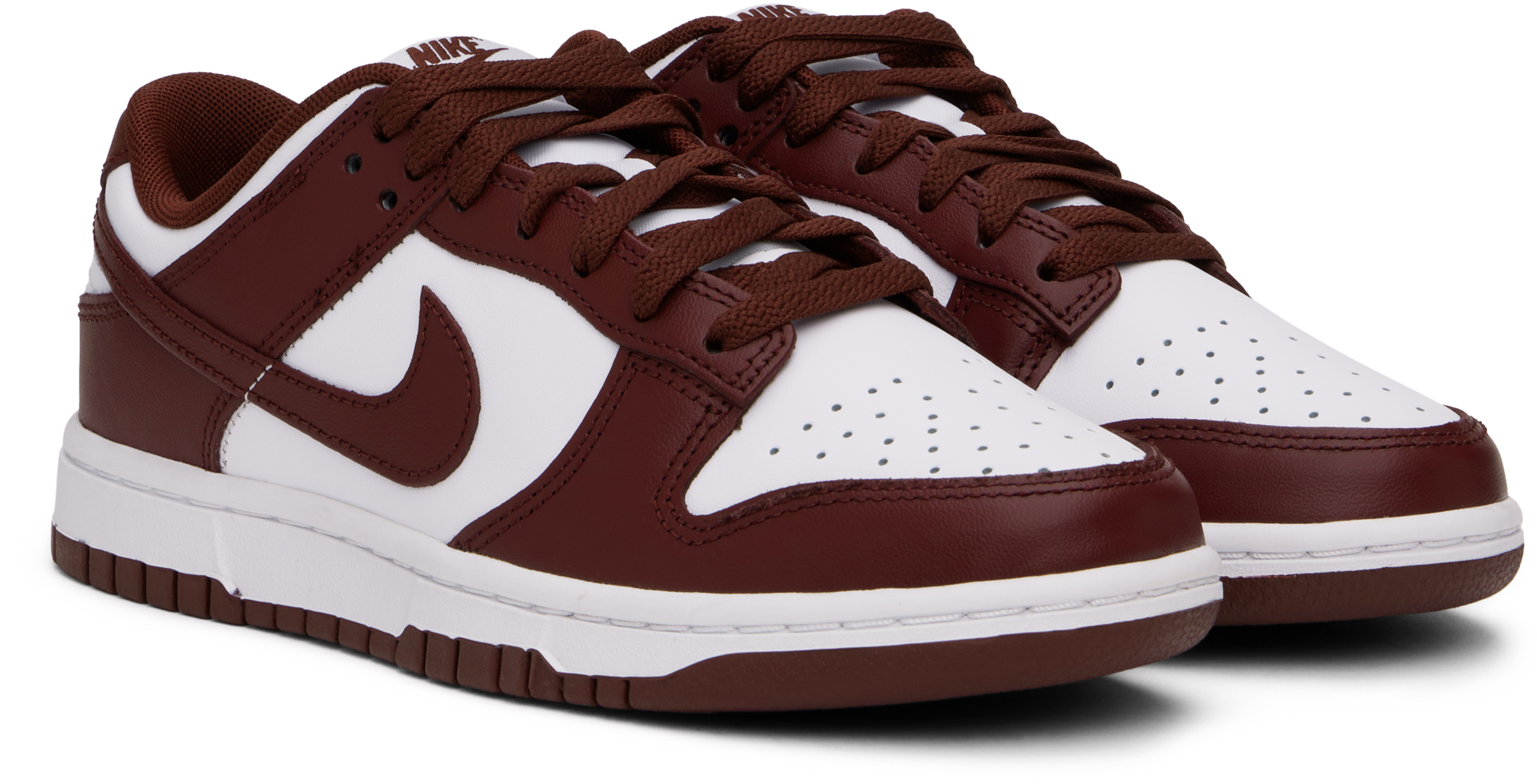 Burgundy & White Dunk Low Retro Sneakers